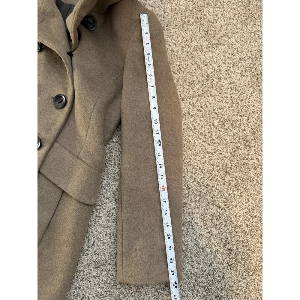 Calvin Klein Women's Double Breasted Wool Button Pea Coat Lined Pockets Sz 6 Tan